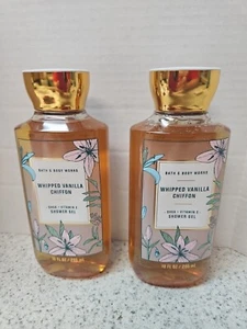 2 Bath & Body Works WHIPPED VANILLA CHIFFON Shower Gel 10 Oz Full Size HTF - Picture 1 of 3