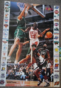 Michael Jordan - 1996 XXL Poster Chicago Bulls - mit allen Club-Logos - super !! - Bild 1 von 3