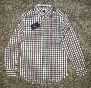 GANT Men’s Dress Shirt Button Down Windblown Oxford Plaid Multicolor Size M - Picture 1 of 18