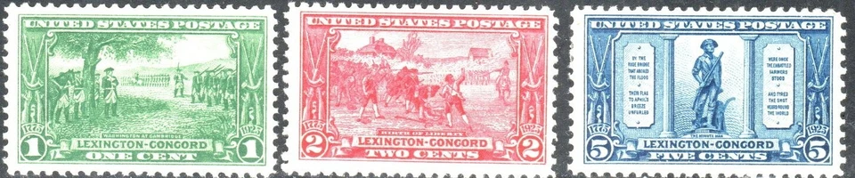 US Scott #617(NH), 618(NH) & 619(H), Lexington-Concord Issue - Image 1 of 1