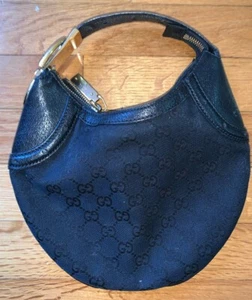 Gucci GG Canvas Ophidia Half Moon Mini Hobo Black Buckle handbag AUTHENTIC 90s - Picture 1 of 7