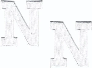 White Letter N Iron On Patch Varsity Block Embroidered (1 7/8" in) Set of 2 - Picture 1 of 2