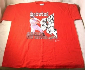 Mark McGwire Cardinals Vintage T-Shirt XL Red Smashing The Record MLB Baseball - Picture 1 of 4