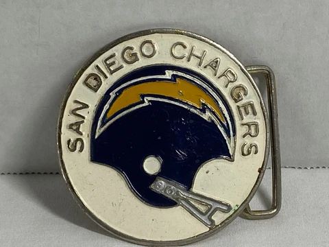 Vintage 1971 H.J. ORBIT CORP NFL SAN DIEGO CHARGERS Engraved Metal Belt Buckle Cover