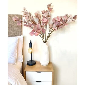 6x Pink Eucalyptus Spray Stem 32.5" - Faux Eucalyptus Branch blush pink - Picture 1 of 5
