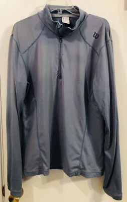 WILSON Polo Atlético Manga Larga Azul Pizarra Pullover 1/4 Cremallera Para Hombre M Foto 1 de 4
