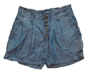 American Eagle Demin Lyocell Button Fly High Rise Shorts Women's Size: 00 - Picture 1 of 6