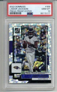 2022 PANINI DONRUSS PRESS PROOF HYPER #189 LAMAR JACKSON PSA 10 LOW POP 8 RARE - Picture 1 of 2