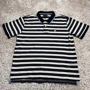 Brooks Brothers Polo Shirt Mens Large Blue White Striped Golf Rugby Preppy Tee - Picture 1 of 11
