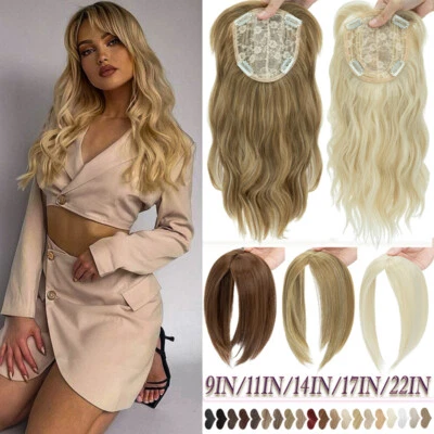 US CLEARANCE Natural As Human Real Hair Clip In Topper Extensions Pad Full Head - Image 1 of 4