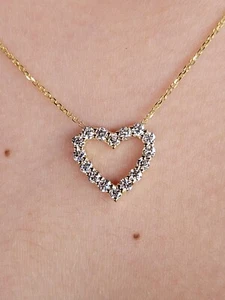 Diamant Herz Collier 14k massiv Gold 1,15 ct tw. - Bild 1 von 4