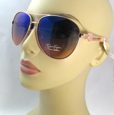 Авиаторские солнцезащитные очки Jessica Simpson розовое золото металл цепочка логотип акцент J6219-RGDND - Изображение 1 из 4