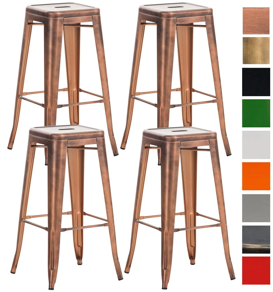 4er Set Barhocker Joshua Stapelbar Tresenstühle Mit Fußstütze Tresenhocker - Bild 1 von 1