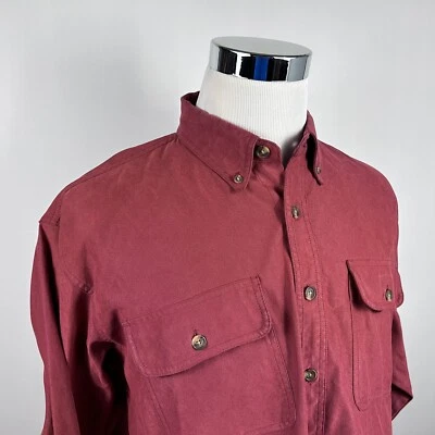Orvis Large Sueded Outdoor Shirt Rust Red Casual Button Down Nylon Poly Blend - Image 1 of 4