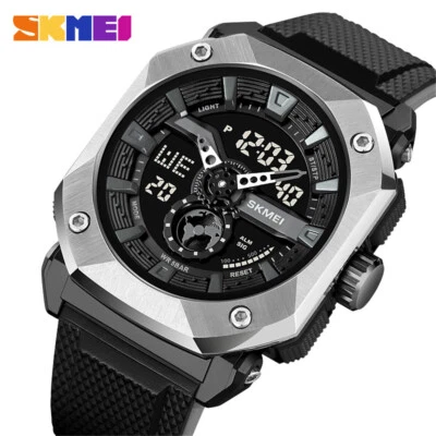 SKMEI Men's Digital Sport Watch Silicone Dual Time Quartz Countdown Wristwatch - Image 1 of 4