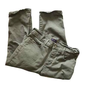 NYDJ Damen Jeans olivgrün Crop gerades Bein Brokatbesatz Knopfsaum Gr. 4 - Bild 1 von 4