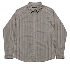 Mountain Hardwear Western Shirt Mens L Long Sleeve Beige Striped Snap EUC - Picture 1 of 3