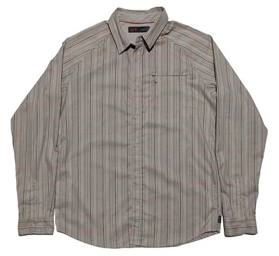Mountain Hardwear Western Shirt Mens L Long Sleeve Beige Striped Snap EUC - Image 1 of 3