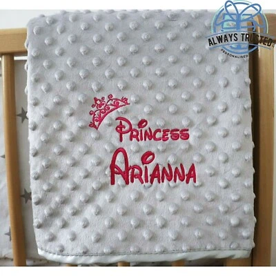 Manta de bebé personalizada Luxur Gris Estilo burbuja Fuente rosa Disney Princess Regalo Foto 1 de 4