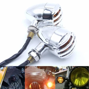 2x Chrome Ambre Moto Clignotants Mini Lampe Indicateur Universel Bulb - Picture 1 of 8