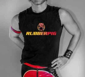 T-SHIRT UOMO GOMMA FETISH GOMMA PIG NERA MAGLIETTA CULTURA GAY - Foto 1 di 11