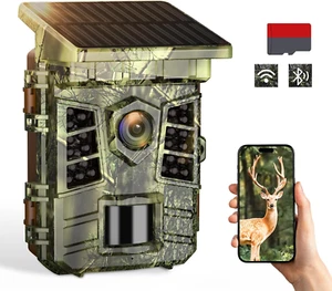 Fototrappola Bluetooth Con APP 60MP 4K Notturna Visione IR Con Pannello Solare - Foto 1 di 7