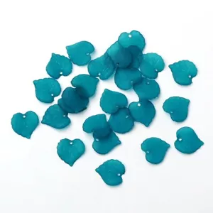 80 Acrylic Leaf Charms 15mm Transparent Plastic Turquoise Leaves US Seller 1004 - Picture 1 of 3