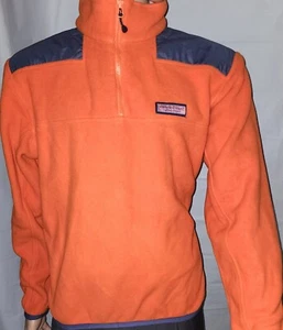 Mens Vineyard Vines Medium Orange ¼ Zip Fleece Sweatshirt - Picture 1 of 4