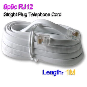White 1M 6P6C ADSL Telephone Cord Cable RJ11 / RJ12 Made in Australia Straight - Bild 1 von 1