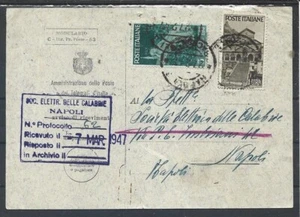 1947 1L+3L ADVENT ON RECEIPT NOTICE FROM NAPLES X DISTRICT - Picture 1 of 2