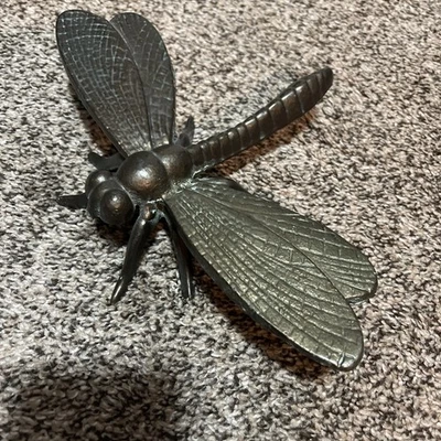 Libélula Peso Papel Jardín Arte Escultura Estatuilla Hierro Insecto GRANDE 10” Foto 1 de 4