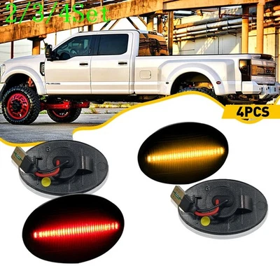 2/3Set For Ford F350 F450 Dually Bed Fender LED Side Marker Lights Amber/Red - Image 1 of 4