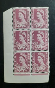 Pre-Decimal Wales W3 6d Cylinder Block 3 No Dot U/M - Picture 1 of 1