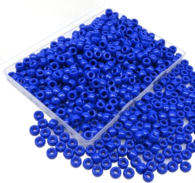 Blue Pony Beads,500pcs Dark Blue Pony Beads Bulk with Storage Box for Crafts Hai - Image 1 of 3