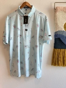 NWT Bad Birdie Shirt Men’s Sz XL Golf Performance Stretch Preppy Michelob Ultra - Picture 1 of 13