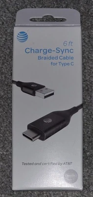 AT&T Android TYPE C 6FT Braided Charge & Sync Cable in Black - Image 1 of 2