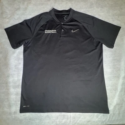UNC Charlotte 49ers Polo Shirt Men’s XL Black Nike Dri Fit Collarless Basketball - Image 1 of 4