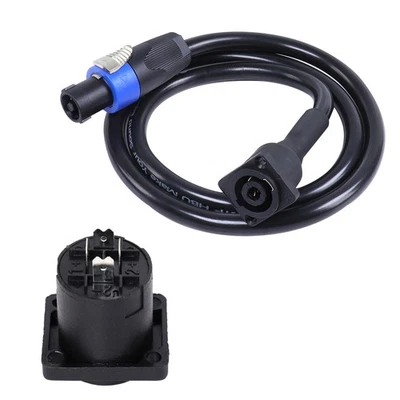 4 Condcutor Speakon Cable with NL4MP Socket 3 Feet Panel Mount NL4 Speakon Wire - Image 1 of 4