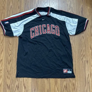 Vintage 90s Nike Chicago Bulls NBA Warm Up Jersey Men’s Large Black Center Swoosh - Bild 1 von 12