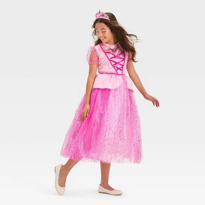 Girl's Pink Princess Perfection Halloween Costume Dress & Crown 8, Medium #5476 - Image 1 of 4