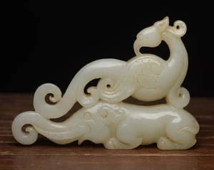 Certified Natural Hetian Jade Hand-carved Exquisite Elephant Statue 13145 - Picture 1 of 9