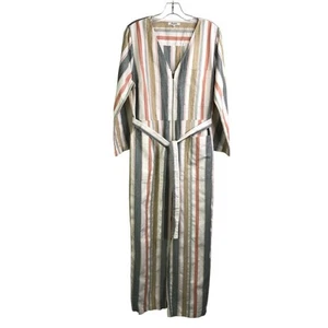Madewell Jumpsuit Womens Sz 12 Multicolor Long Sleeve VNeck Zip Up Striped - Picture 1 of 10