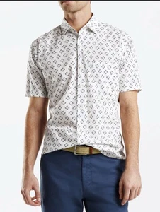 Peter Millar Seaside Novelty Shark Flower Print Button Shirt Mens Size XL Casual - Picture 1 of 11