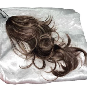 New Ponytail Wig With Highlights Brown And Blonde Waves With Adjustment Comb Tie - Picture 1 of 6
