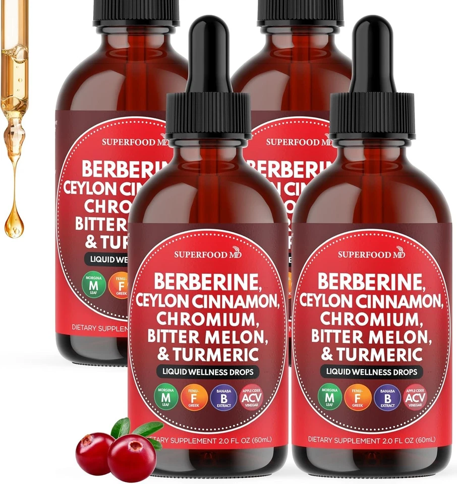 Gotas líquidas de berberina de 60 ml, complejo herbal 10 en 1, inmune, salud digestión cardíaca Foto 1 de 1