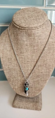 Artisan Black Onyx W/ Turquoise Chakra Healing Handmade 18" Stainless Necklace - Image 1 of 4