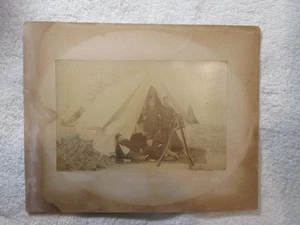 Antigua Foto Original Guerra Hispanoamericana Infantería Soldados En Tienda Campamento - Imagen 1 de 8