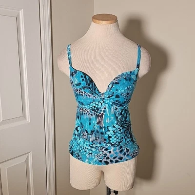 Top de traje de baño Maidenform turquesa y negro. Talla 36C. Foto 1 de 4