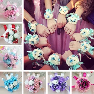 Hochzeit Party Blume Korsage Armband Brautjungfer Handgelenk Blumen Dekor USA - Bild 1 von 25