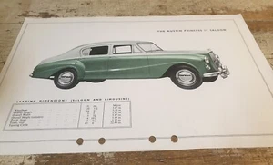 1956 AUSTIN PRINCESS IV SALOON & Limo UK Spec Sheet RARE - Picture 1 of 3